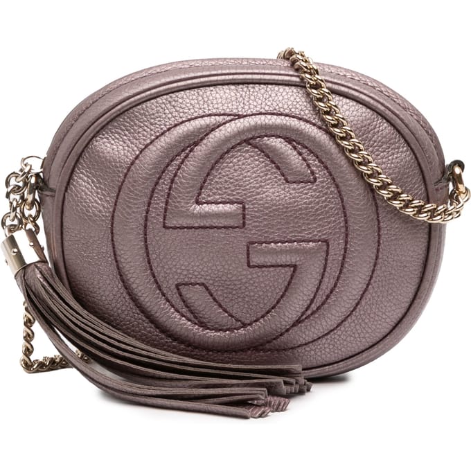Tweedekans Mini Metallic Geweven Kalfsleren Soho Ketting Crossbody