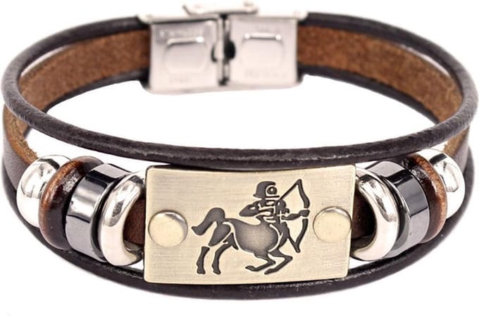 Montebello Armband Boogschutter - Leer - Messing - Horoscoop - 19cm