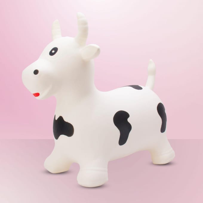 sun baby - Springdier met pomp vanaaf 1 jaar - Stier - wit - max 50kg, duurzaam rubber, gecertificeerd, bpa-vrij, springpaard, springhond
