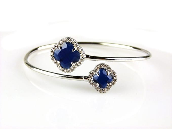model toi et moi armband in zilver donkerblauw