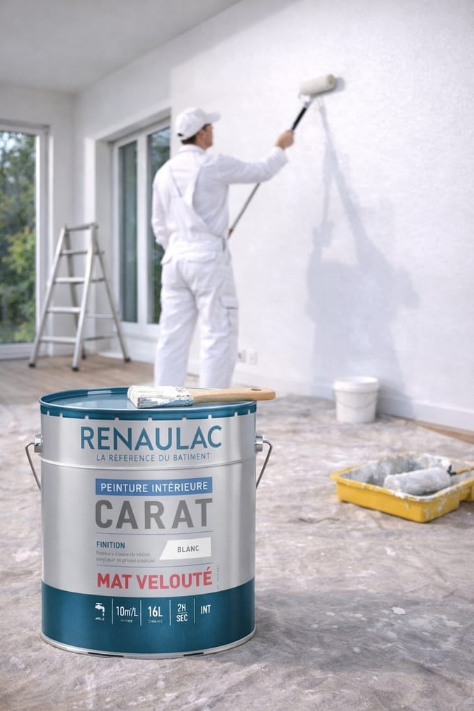 Renaulac - matte binnenmuurverf - Carat Mat Velouté - fluweelzacht wit 5 l - waterbasis