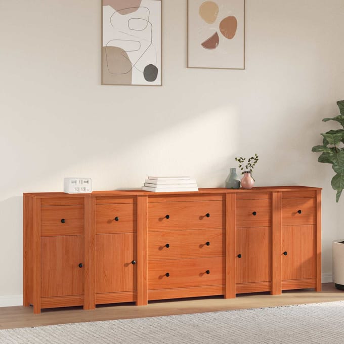 vidaXL - Dressoir - 5 - st - Waskleur - Bruin - 226 - x - 35 - x - 80 - cm