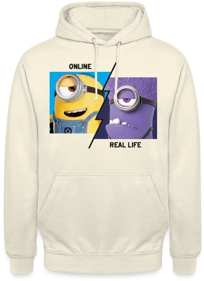 Minions Stuart Online Vs. Real Life Hoodie Unisex