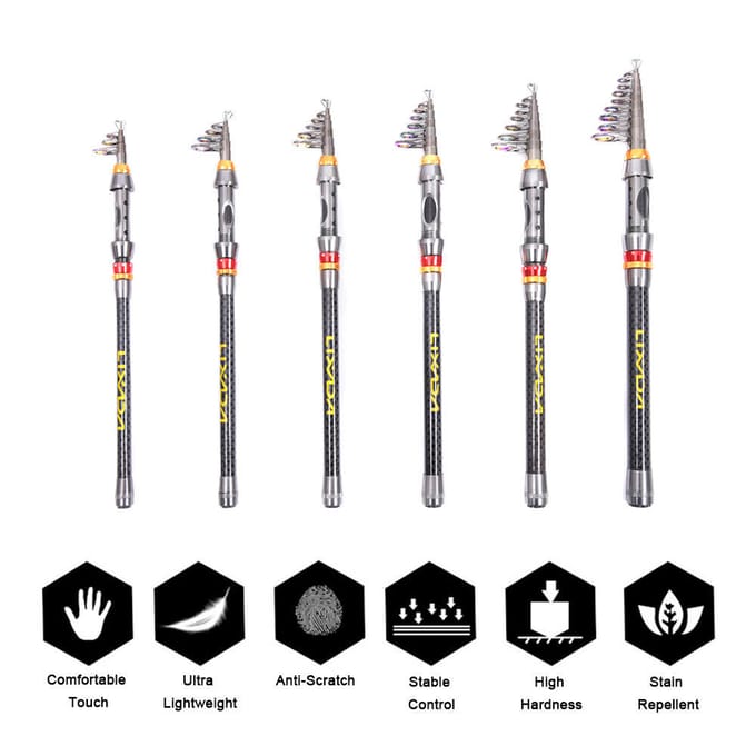 NIEUWE Telescopische hengel en molen combo kit Pole Spinning Tackle + tas set 2.1m gray