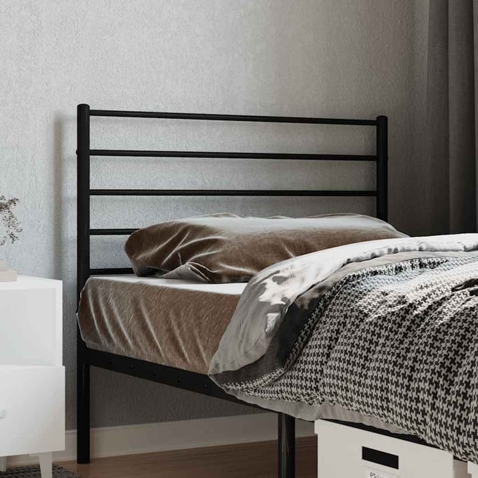 vidaXL - Vervangend - hoofdbord - metaal - zwart - 90 - cm