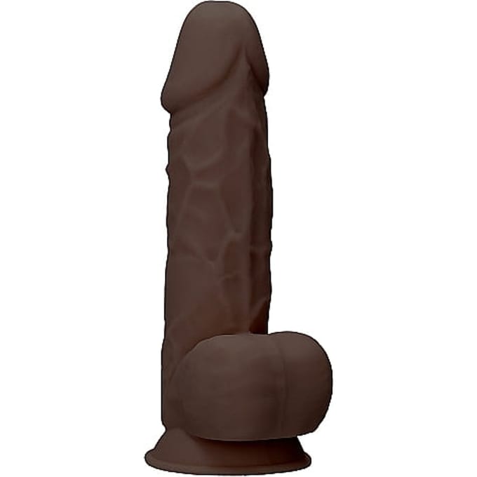 Real Rock - Silicone Dildo met Ballen 21.6 cm - Bruin