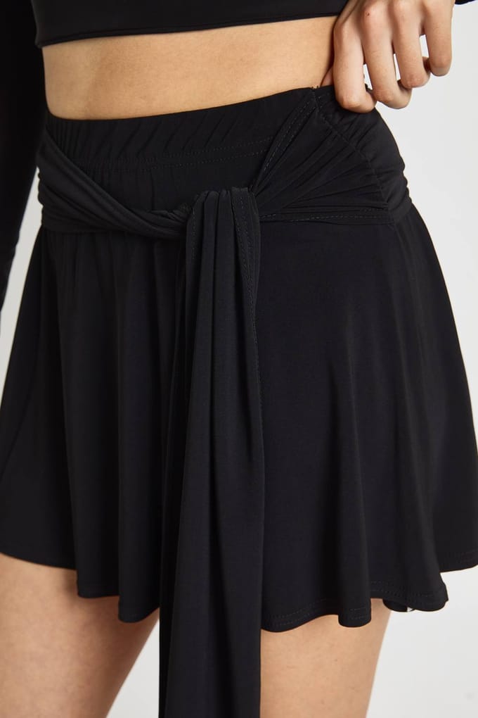boohoo Dames Flippy Mini Rok Met Wikkel Drapering | Black | Maat: 8