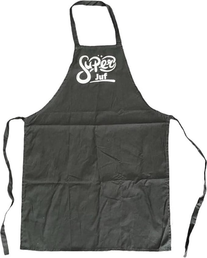 kookschort super juf - keukenschort - zwart
