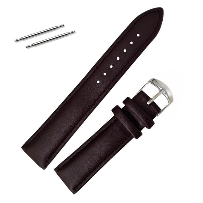 Fako® - Horlogebandje - Echt Leer - Super Soft - 18mm - Donkerbruin