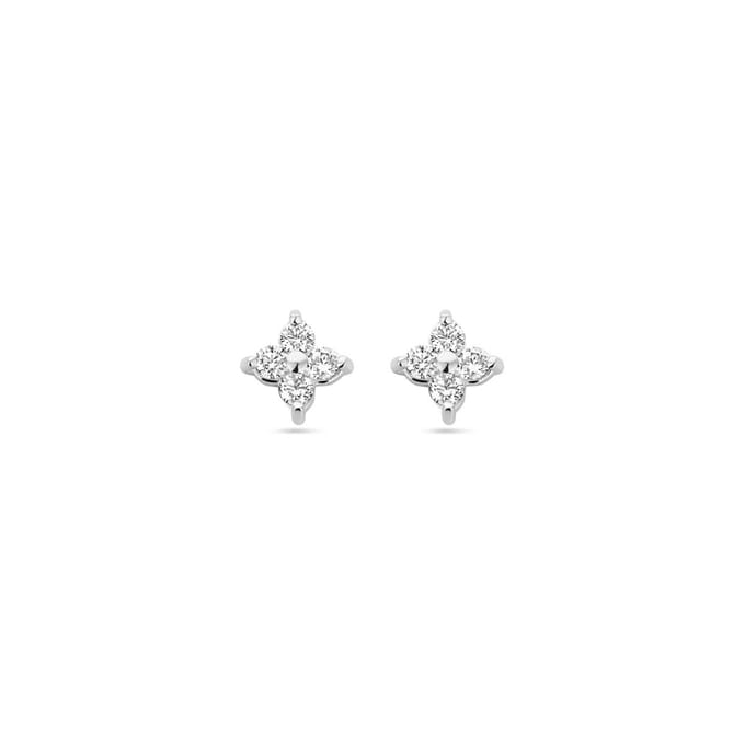 Zilver Gerhodineerd Oorknoppen Bloem Zirkonia 1338369