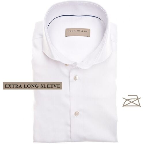 John Miller Overhemd Fine Twill Extra Long Sleeve Mouwlengte 7 Wit / male