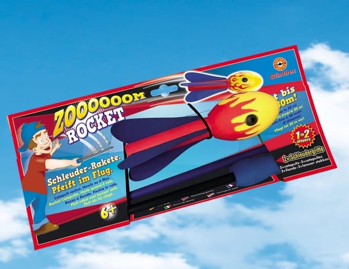Günther Raket Met Katapult Zooom Junior Foam Rood/blauw 3-delig