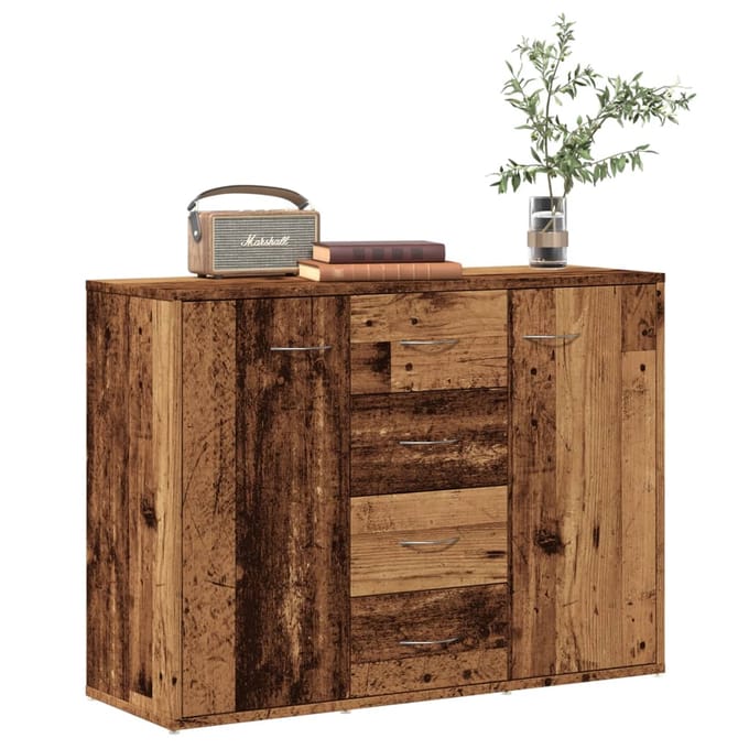vidaXL - Dressoir - 88x30x64 - cm - bewerkt - hout - oud - houtkleurig