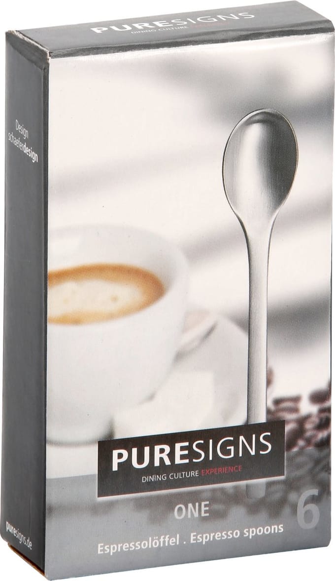 PURESIGNS ONE Extra Espressolepels – 6 stuks – Mat RVS 18/10