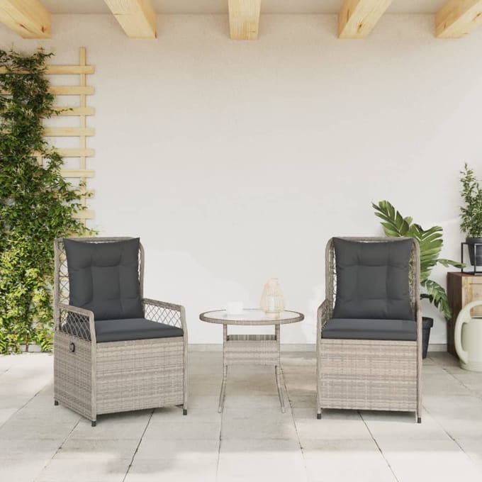 vidaXL - Tuinstoelen - 2 - st - verstelbaar - poly - rattan - lichtgrijs