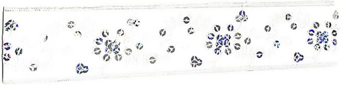 Rojafit Elastische Cult "Flower Power" Haarband 5 cm. Breed - Pailletten Wit