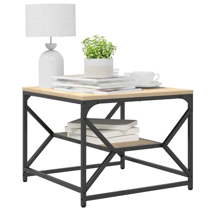 vidaXL - Salontafel - Sonoma - Eik - 51 - x - 50 - x - 40 - cm - Engineered - hout - en - staal