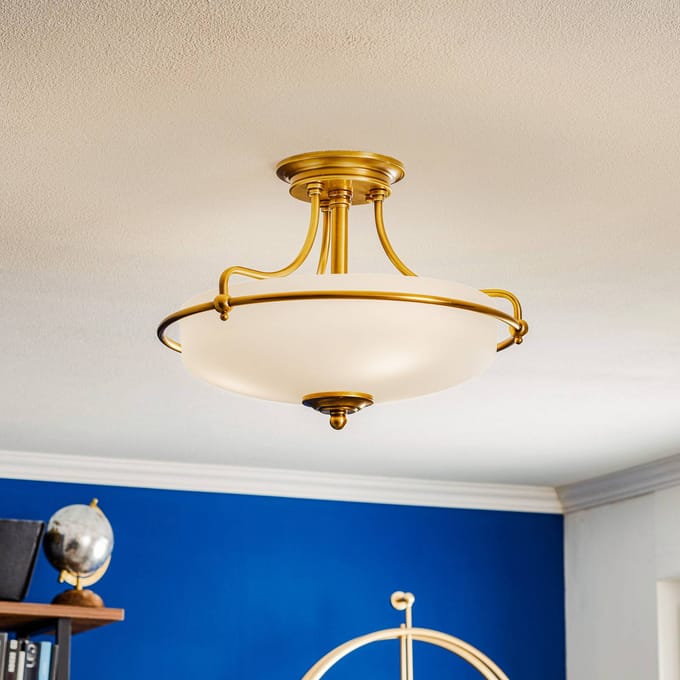Quoizel LED Plafondlamp Griffin | 3X E27 Max 60W | Dimbaar | Weathered Brass