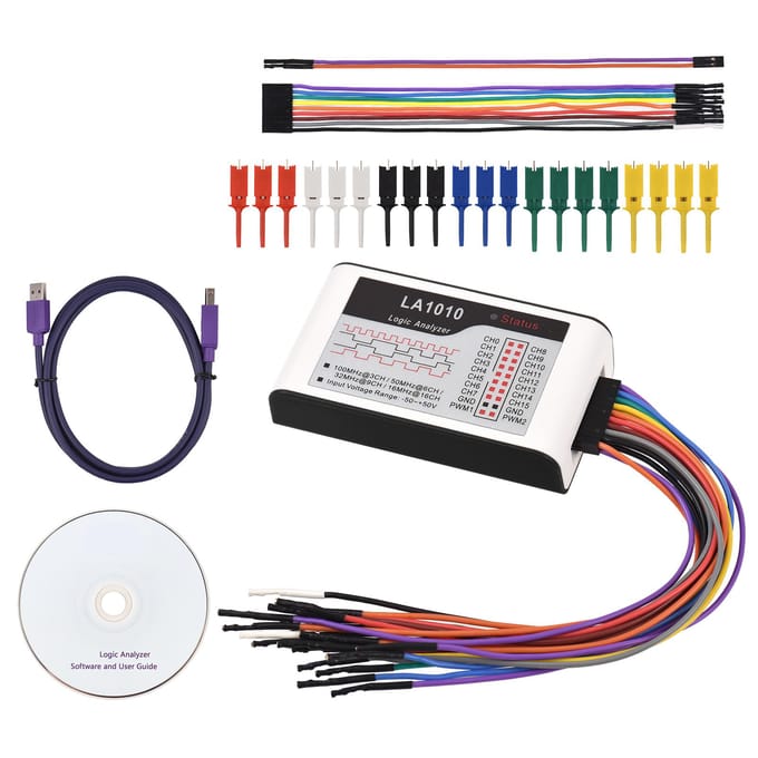 16-kanaals logische analysator USB 2.0-interface 100 MHz bemonsteringsfrequentie Ondersteunt pc-software voor timing 16 Channels grijs
