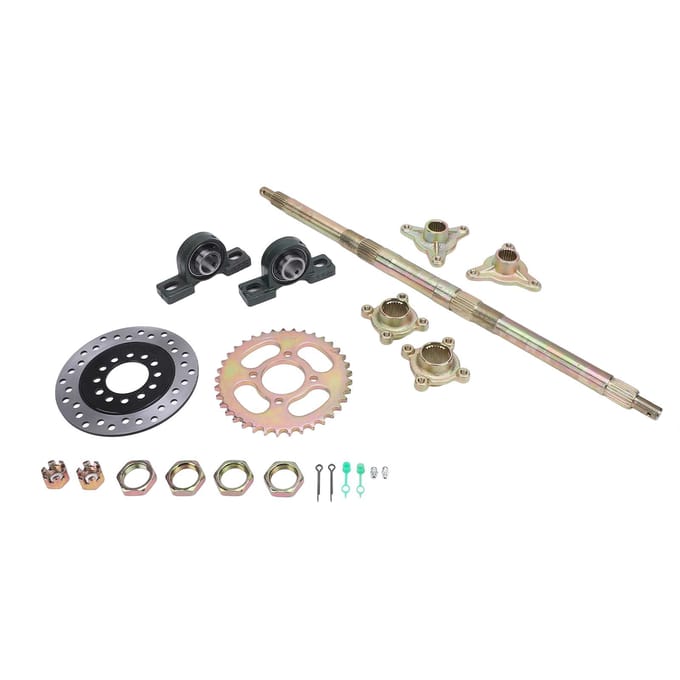 Go-kart Achteras Kit 24 Inch Heavy Duty Tandwiel Remschijf Basis Achteras Montage Set voor 50 tot 150CC DIY Opnieuw Opgebouwd gray