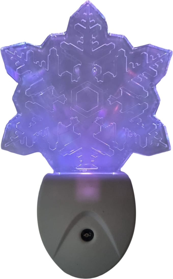 Nachtlampje RGB sneeuwvlok | dagnachtsensor | 7 kleuren licht 0.5W
