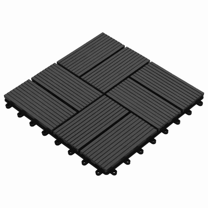 vidaXL - Terras - Tegel - 11 - st - Zwart - 30 - x - 30 - cm - WPC