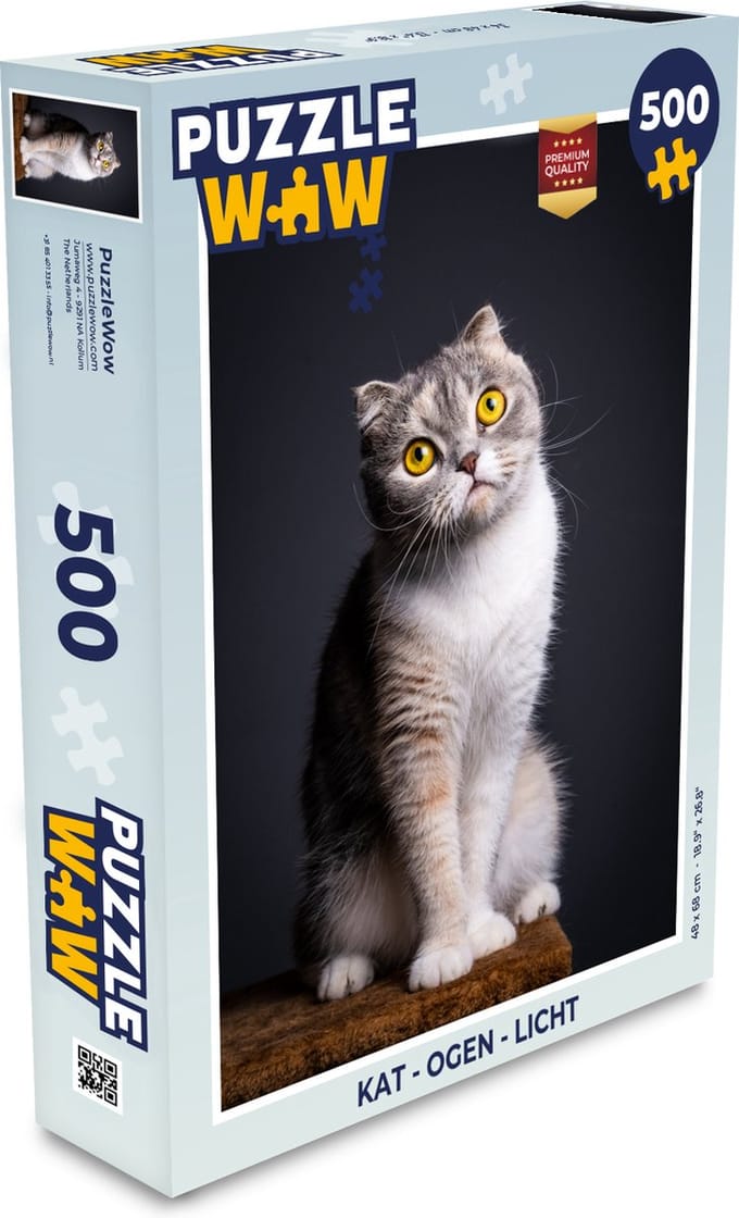 Puzzel Kat - Ogen - Licht - Legpuzzel - Puzzel 500 stukjes