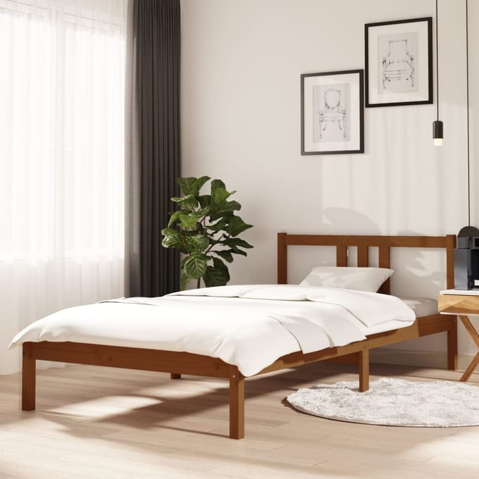 vidaXL - Bedframe - massief - hout - honingbruin - 100x200 - cm