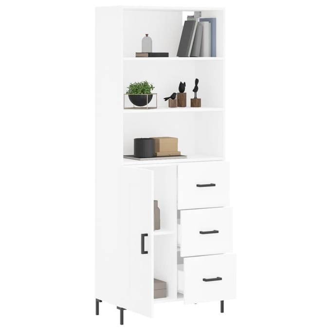 vidaXL - Hoge - kast - 69,5x34x180 - cm - bewerkt - hout - wit