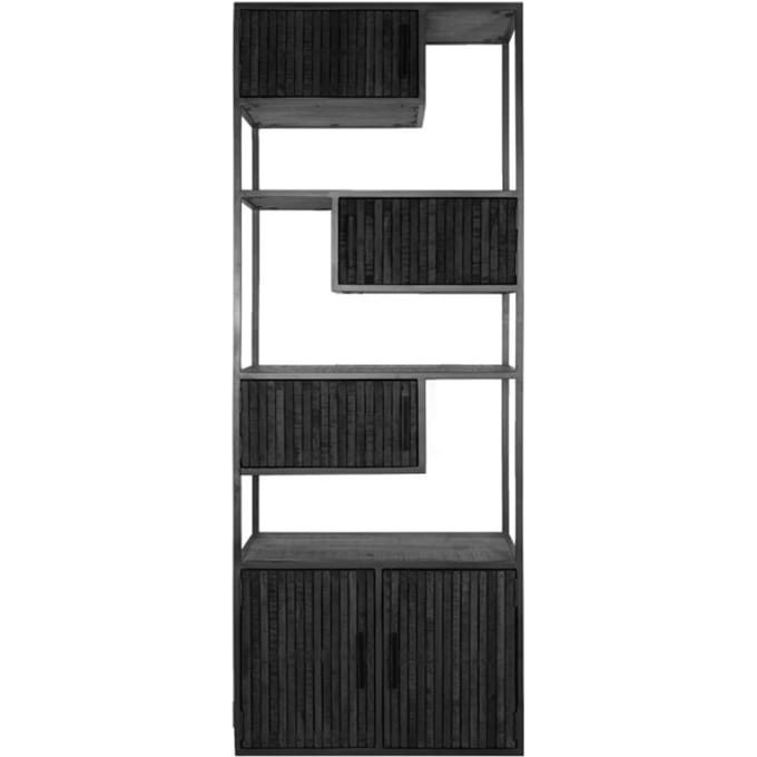 Kast Loek 210 x 80 cm - Zwart Mangohout - Industrieel