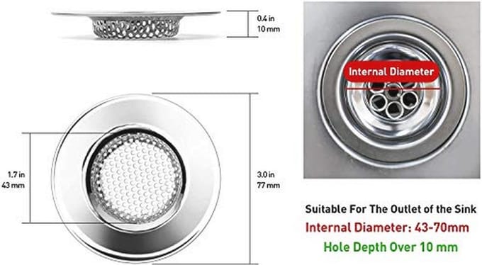 Keuken Badkamer Wastafel Zeef - RVS Afvoerfilter 3 inch - Set van 2