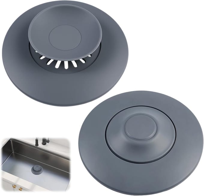 Universele Afvoerstop - Douchegootstop Zeef - Verstopping Voorkomen - Met Zeef - Diameter 11 cm - Grijs