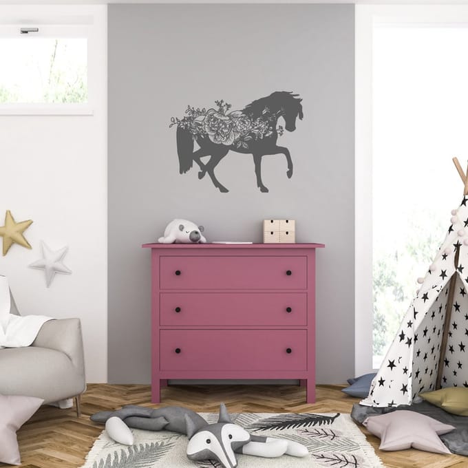 Muursticker - Paard - 58 x 76 - Antraciet