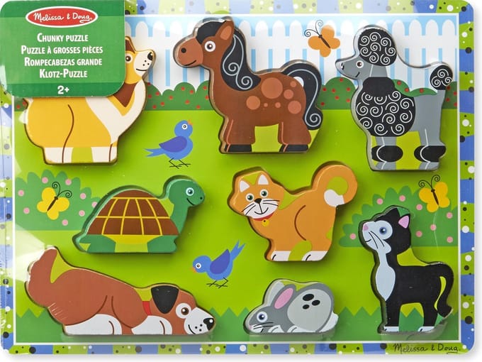 Melissa & Doug Houten huisdierenpuzzel (8-delig)