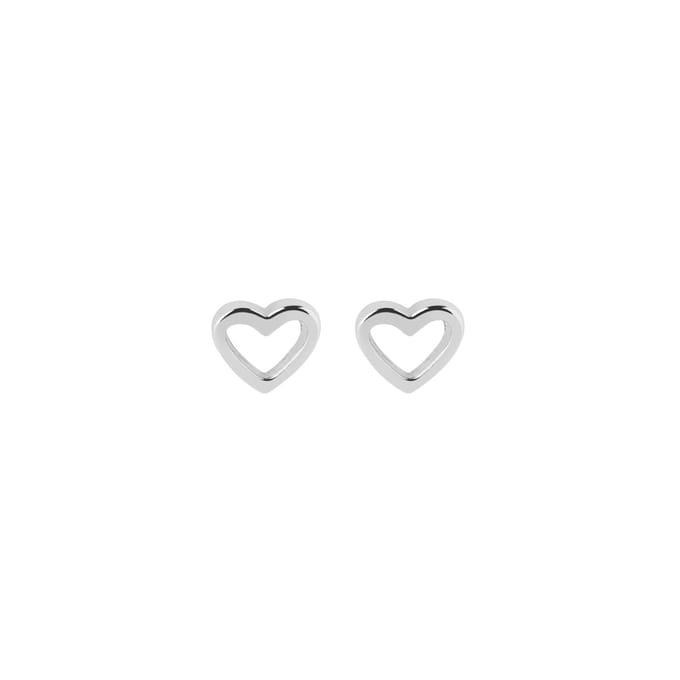 Zilver Open Hart Oorknopjes