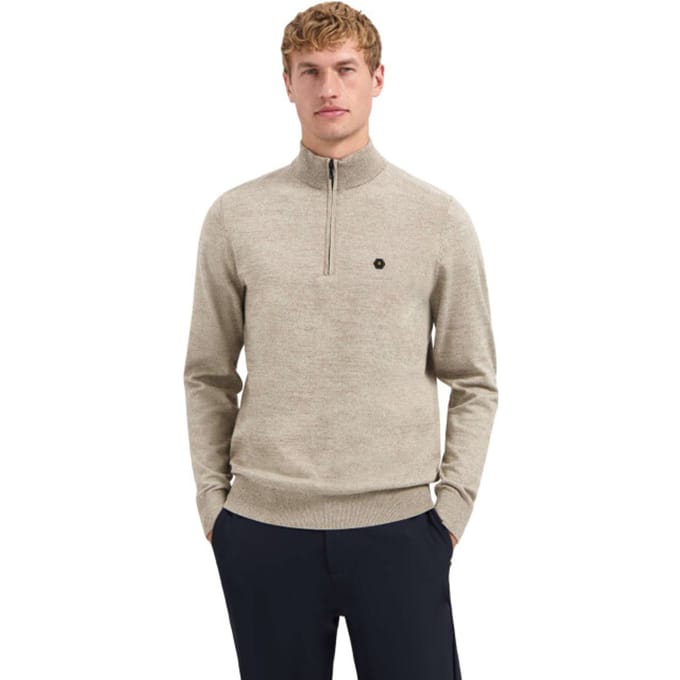 No Excess Pullover half zip 2 coloured melang sand