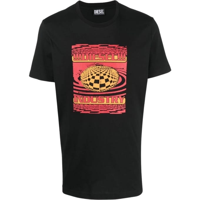 Diesel industrieel ontwerp zwart T-shirt