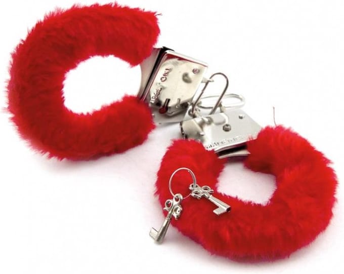 Handboeien - met pluche - rood