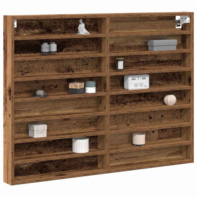 vidaXL - Display - Kast - Muurmontage - Oudhout - 100 - x - 8,5 - x - 75 - cm - Bewerkt - hout