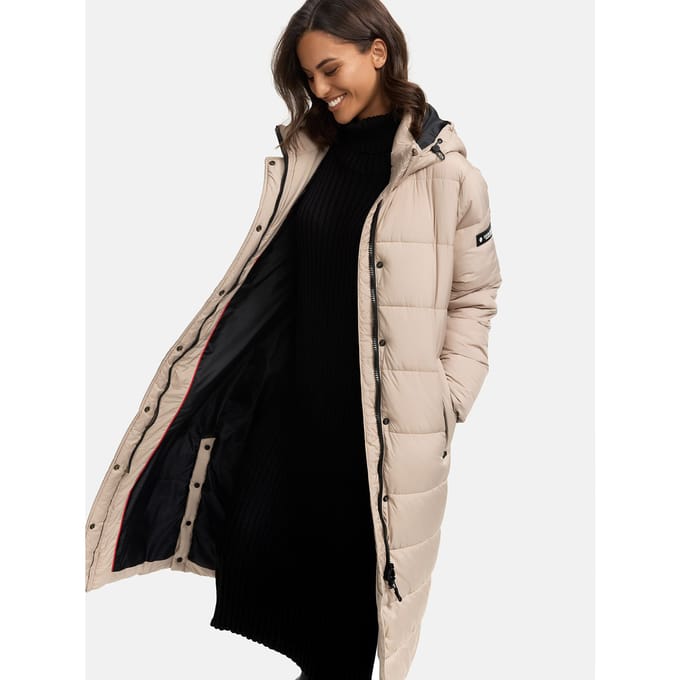 Comfortabel & Winddicht Navahoo Isalie - Winterjas Dames - Volwassen - Capuchon - Taupe - XXL