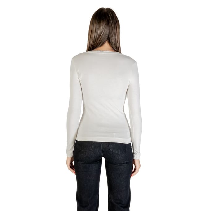 GUESS Ls Cn Leo Triangle T Cream White Taglia: S | Maglie Sportivi Outlet | Donna | Bianco
