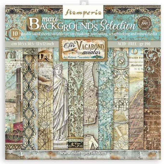 Stamperia - Maxi Background - Sir Vagabond Aviator - 12x12 Inch Paper Pack (SBBL113)