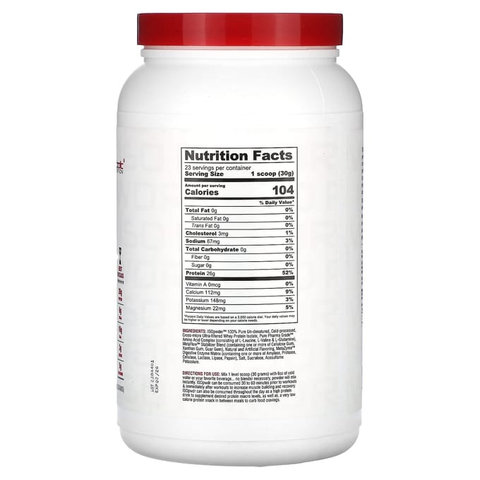 Metabolic Nutrition, ISOpwdr, wei-eiwitisolaat, bananencrème, 1,52 lb (690 gr)