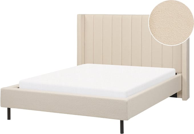 VILETTE - Tweepersoonsbed - Lichtbeige - 140 x 200 cm - Bouclé