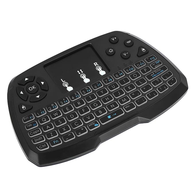 2,4 GHz draadloze toetsenbord-touchpad-muis Handheld afstandsbediening voor Android TV BOX Smart TV PC EN zwart