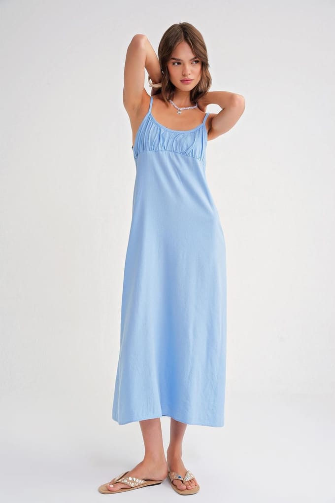 Halsketting Maxi-jurk met Gekoekte Details