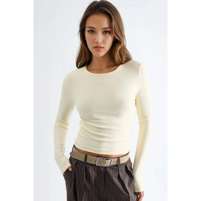Langarmige Blouse met Ronde Hals