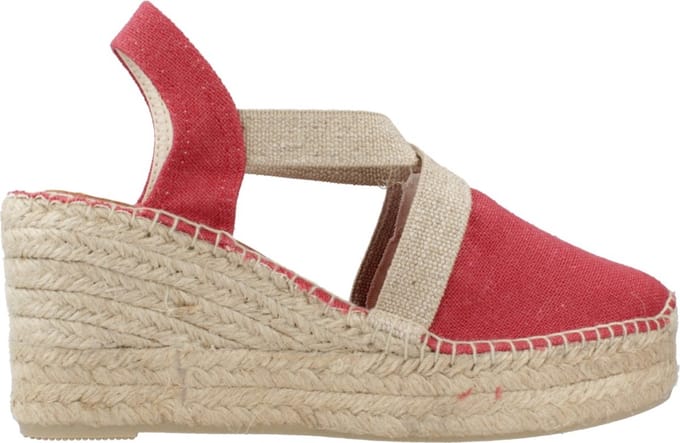 Dames espadrille met hoge hakken van linnen en katoen | TODA-NT