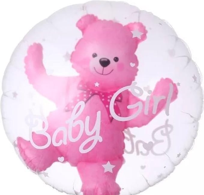 Bubble-ballon geboorte meisje, beer - kindercrea