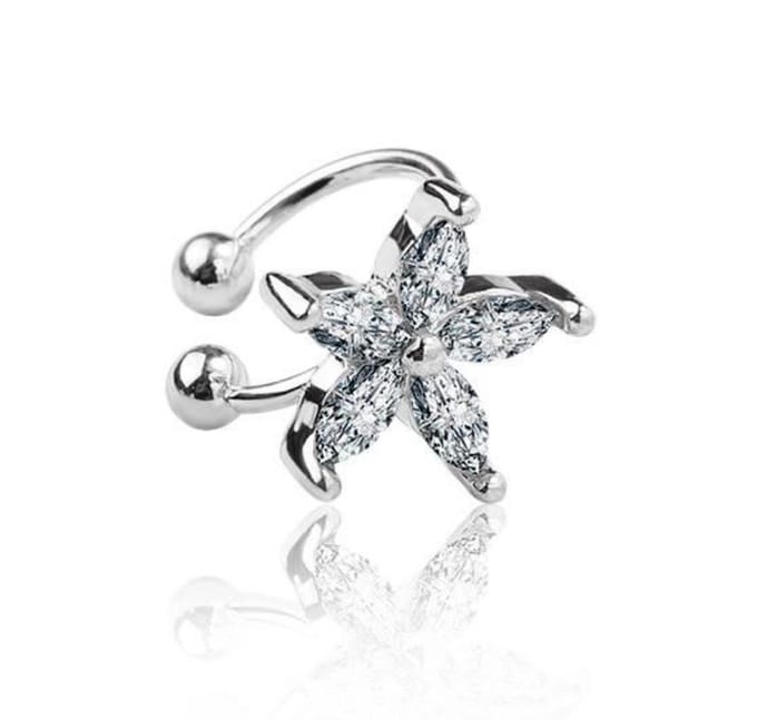 Bloem ear cuff | zilver gekleurd